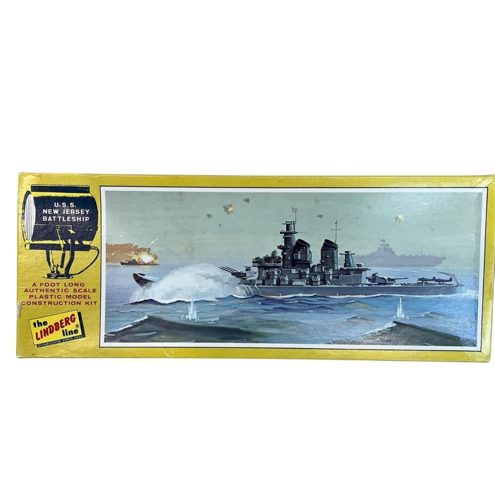 U.S.S. New Jersey Battleship Lindberg Line Model Kit Open Box #791